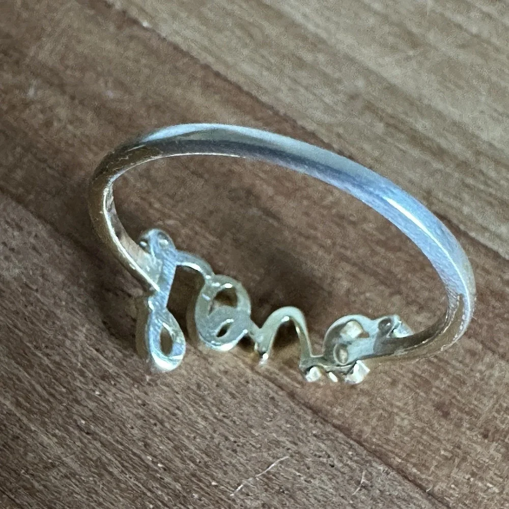 Vintage Accent Love Ring Size 7.25 Promise Gift Clear CZ Gem 925 Sterling 1.2g